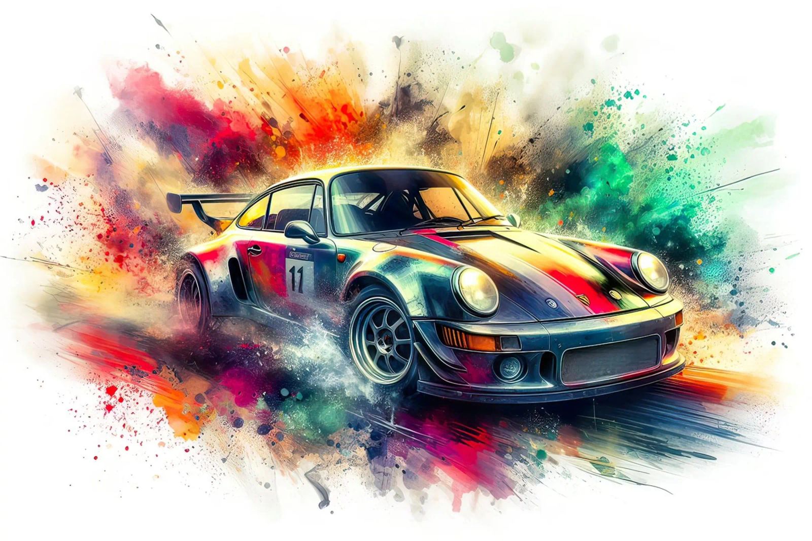 Porsche à l'aquarelle poster de ARTVI-SHOP