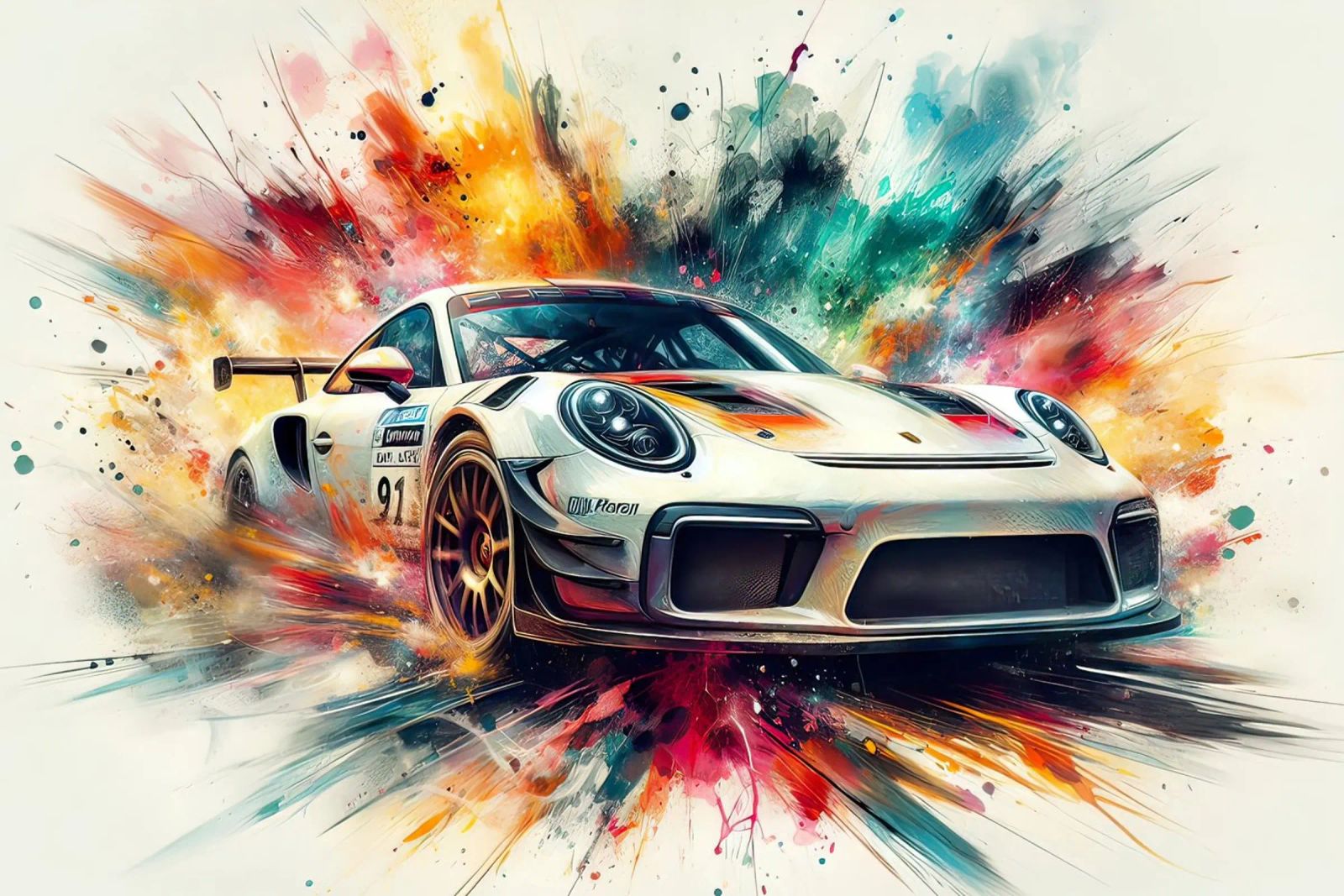 Porsche à l'aquarelle poster de ARTVI-SHOP