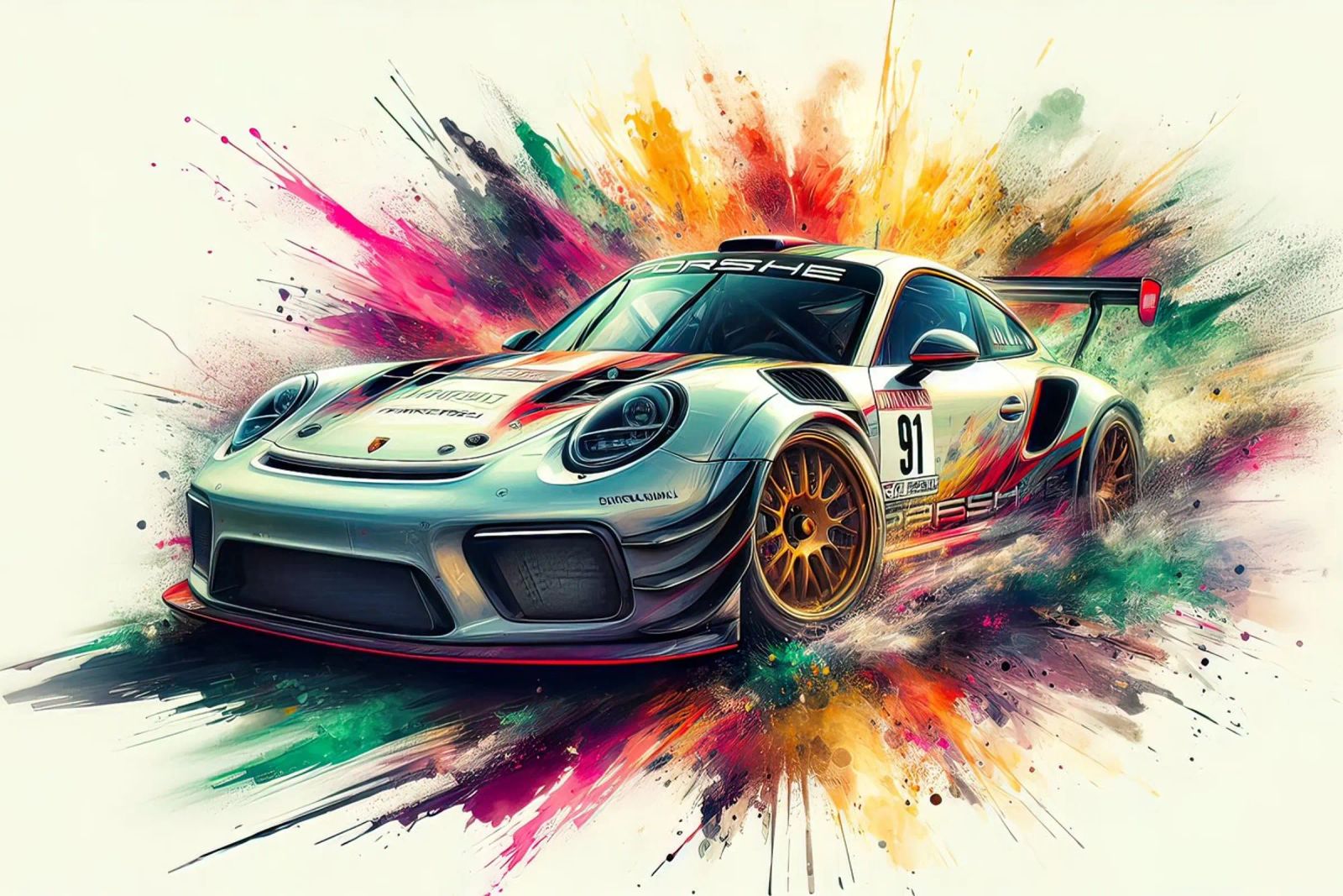 Porsche à l'aquarelle poster de ARTVI-SHOP
