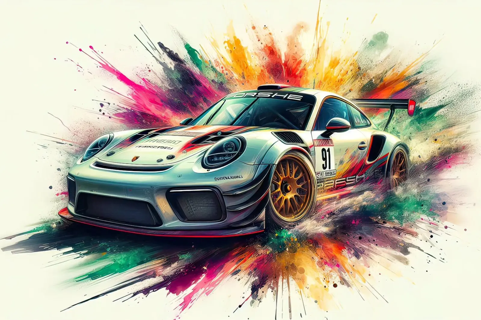 Porsche in acquerello pellicola backlit da ARTVI-SHOP