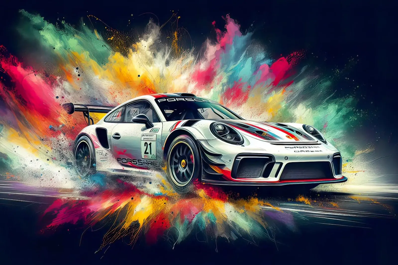 Porsche in acquerello pellicola backlit da ARTVI-SHOP