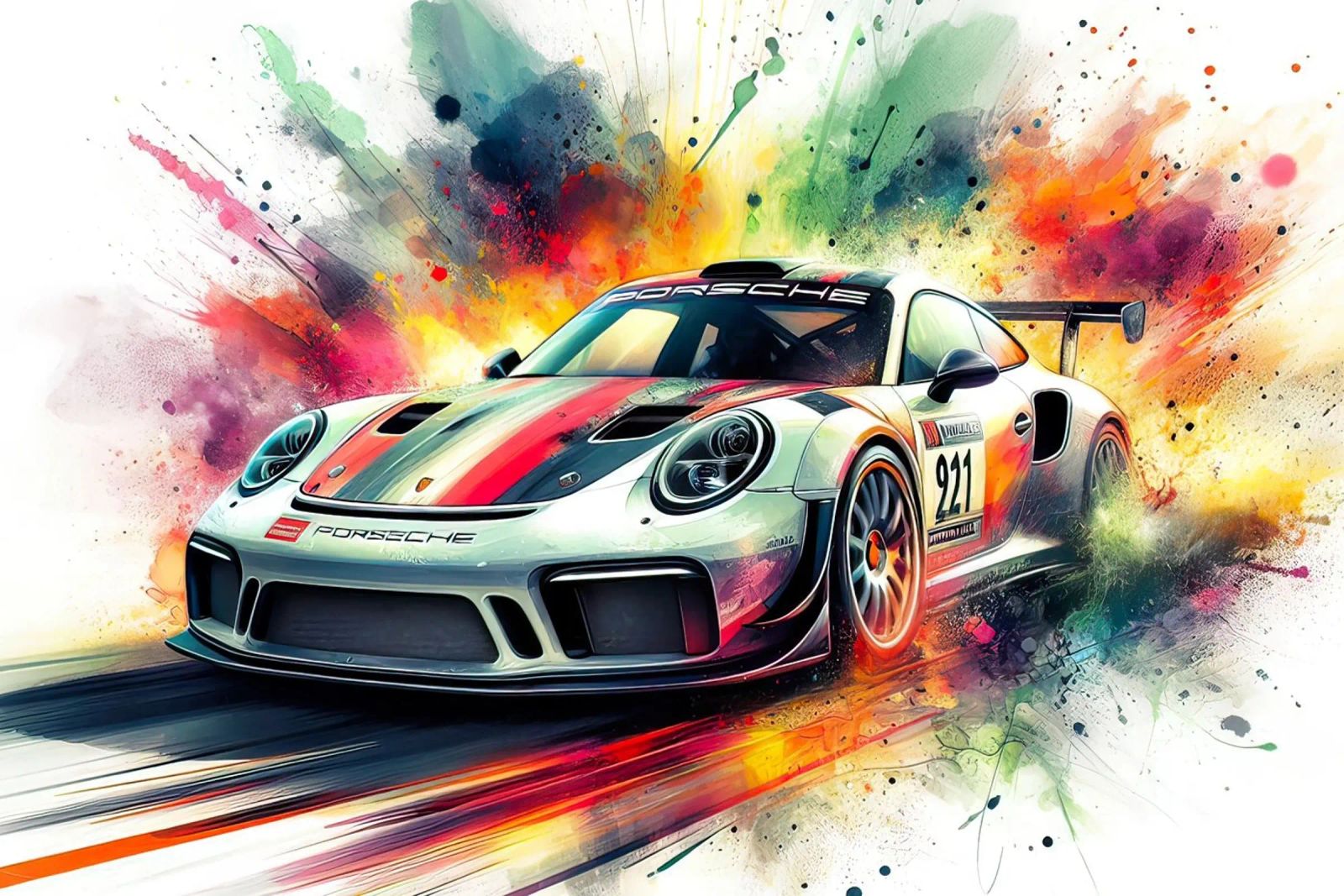 Porsche à l'aquarelle poster de ARTVI-SHOP