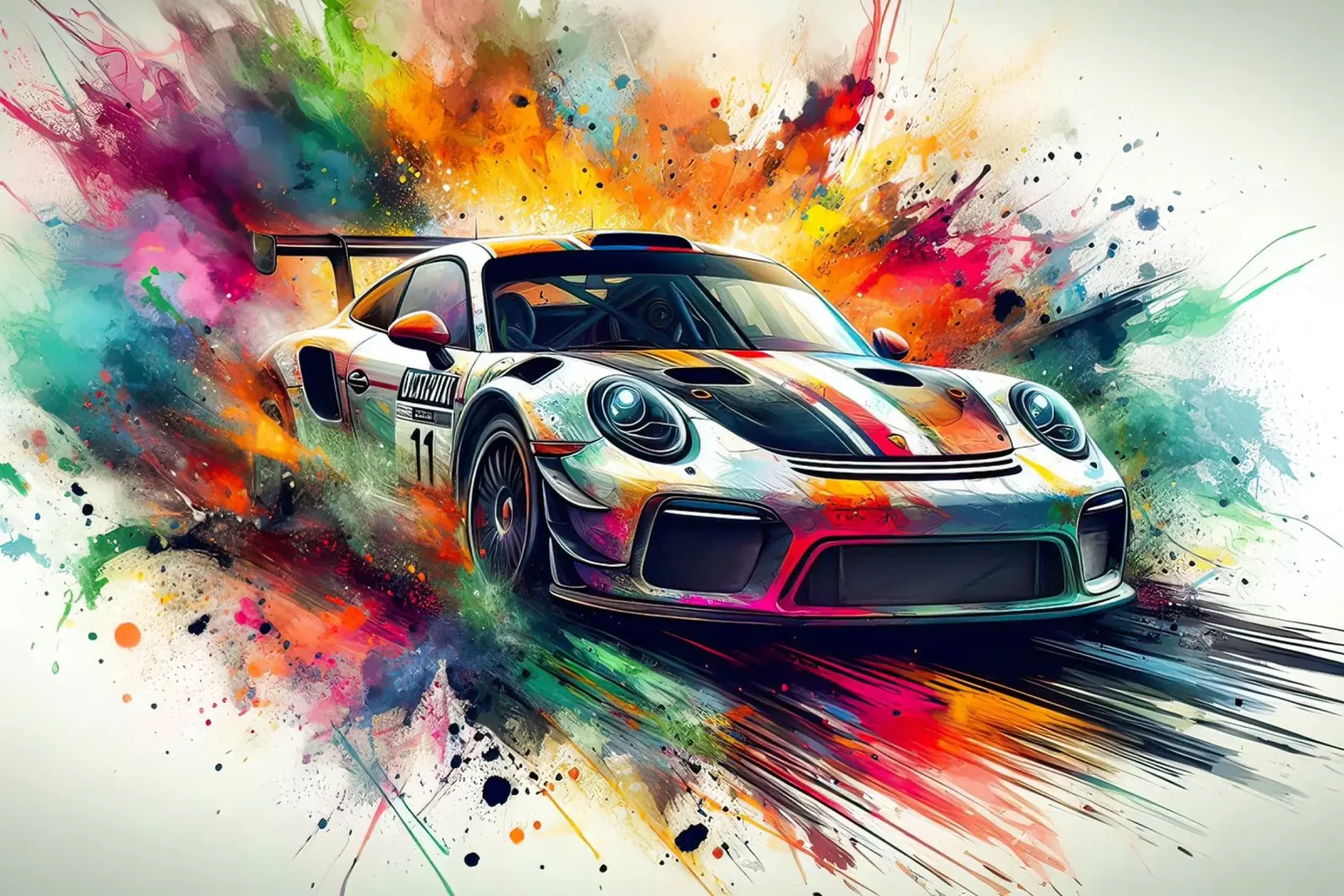 Porsche in acquerello pellicola backlit da ARTVI-SHOP