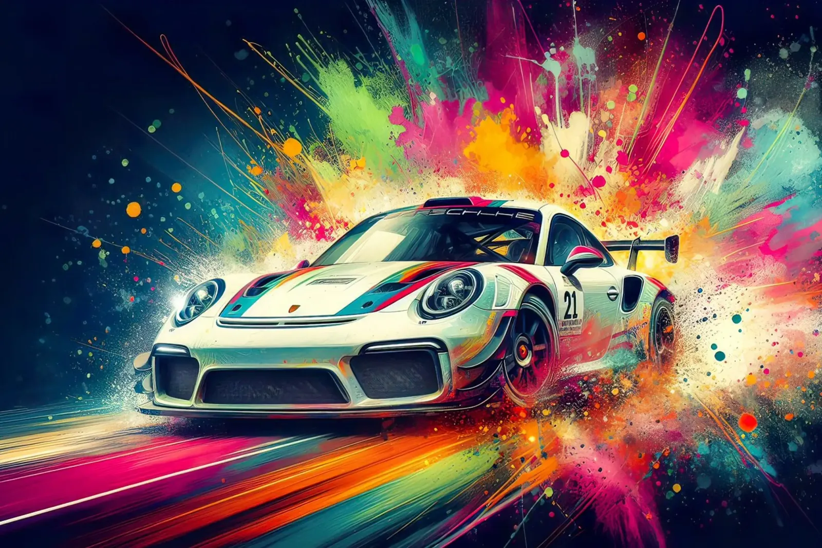 Porsche in acquerello pellicola backlit da ARTVI-SHOP
