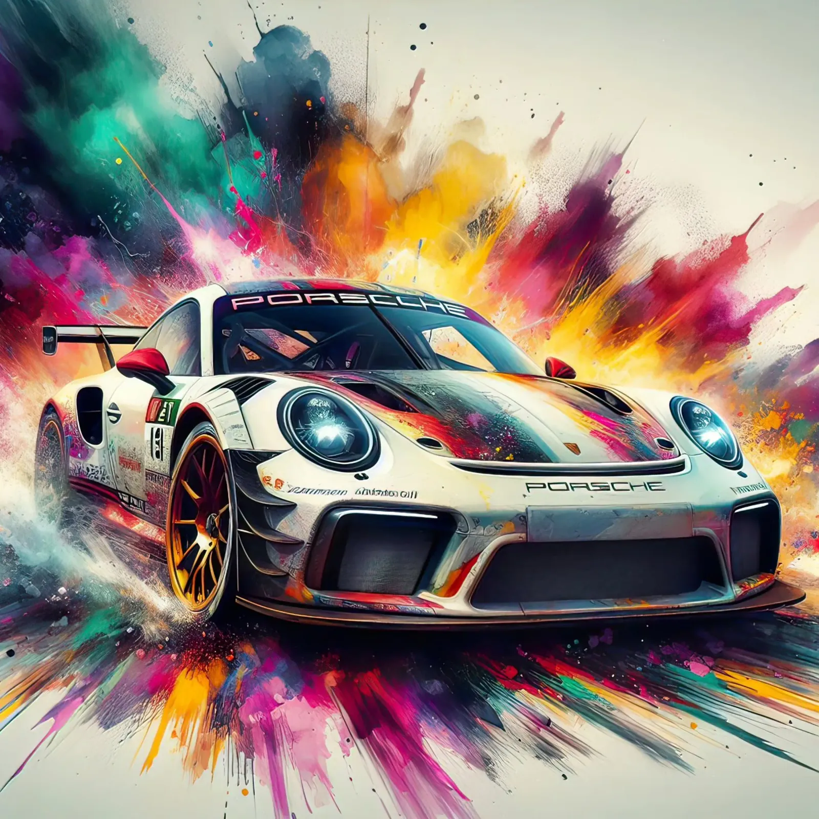 Porsche in acquerello pellicola backlit da ARTVI-SHOP