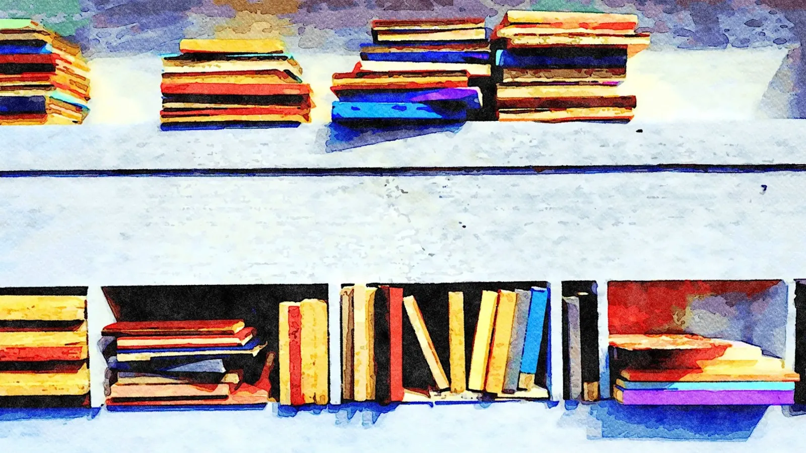 Libri in acquerello pellicola backlit da Massimo Frascogna