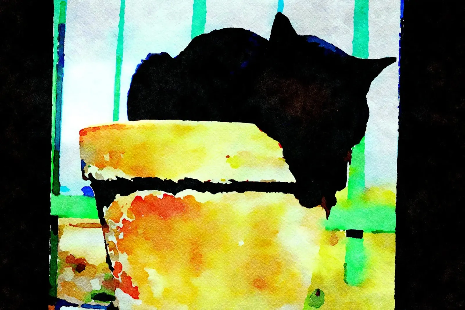 Gatto nero poster con telaio in alluminio da Massimo Frascogna