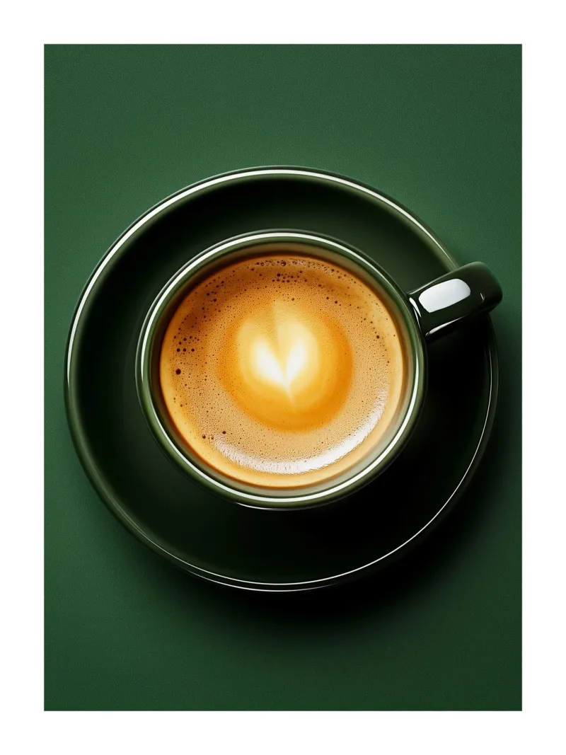 Tazza di caffè su sfondo verde poster da Spice & Style