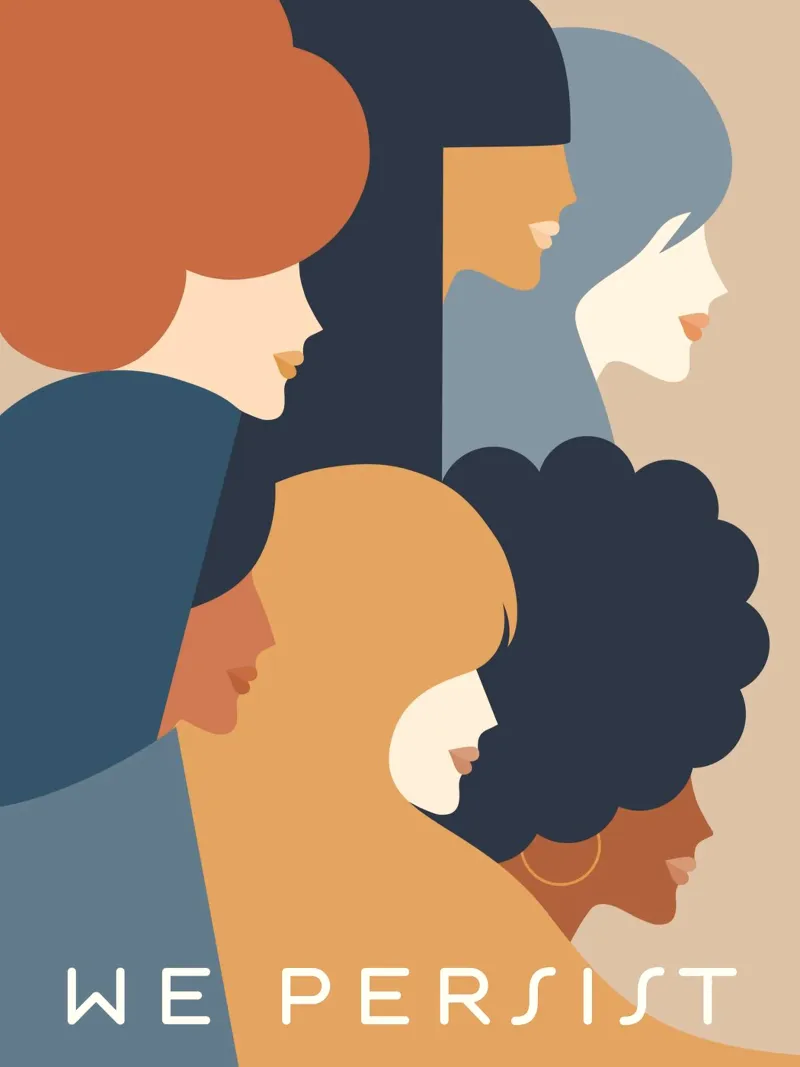 Donne che danno potere alle donne - We Persist Toni terrosi poster con telaio in plastica da Dominique Vari