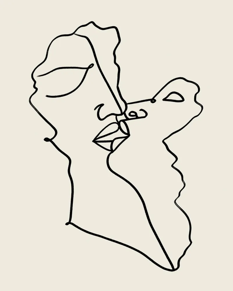 Unvergängliche Liebe, Minimal Line Art Zeichnung Passion Sketch Hahnemühle von 83oranges