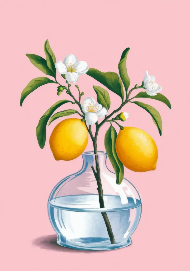Lemon Branch Vase canvas by Demar Galleria
