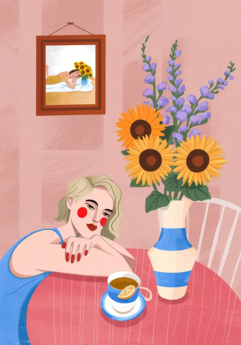 Zonnebloemen Salontafel canvas met Baklijst van Demar Galleria