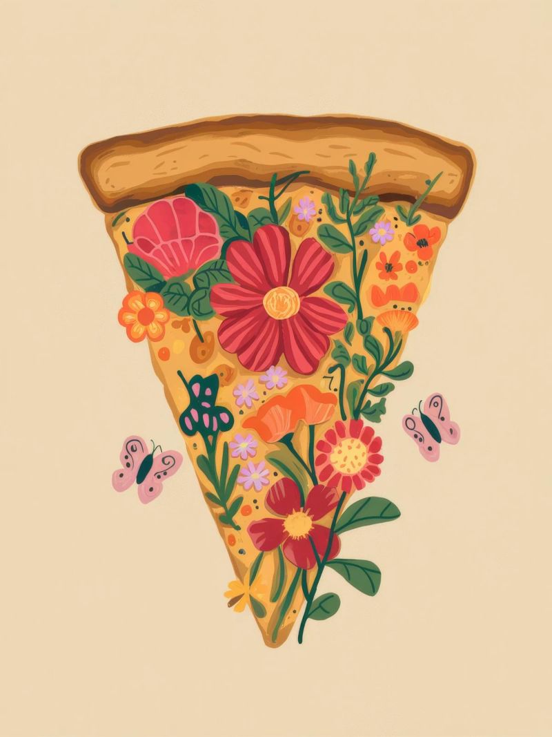 Tranche de pizza florale poster de Demar Galleria