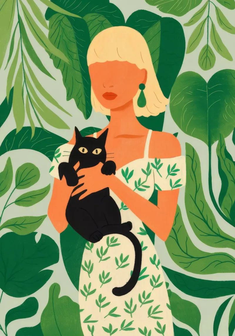 Woman with Cat acrylic glass by Demar Galleria