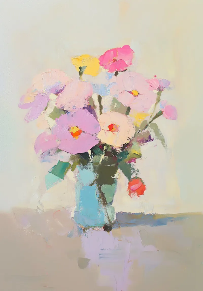 Vaso di fiori - natura morta poster con telaio in legno da ArtByNiki