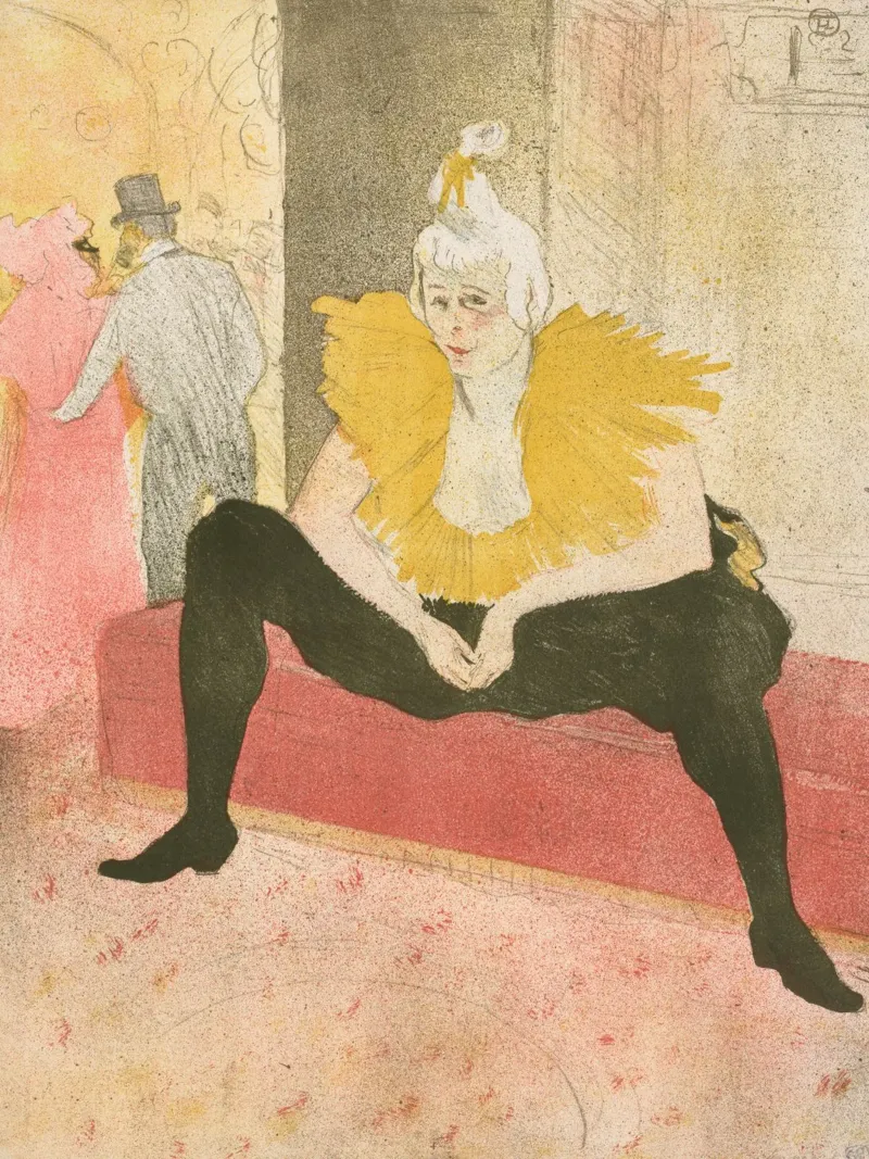 Henri de Toulouse-Lautrec - Clown seduto poster con telaio in alluminio da Timeless Artworks