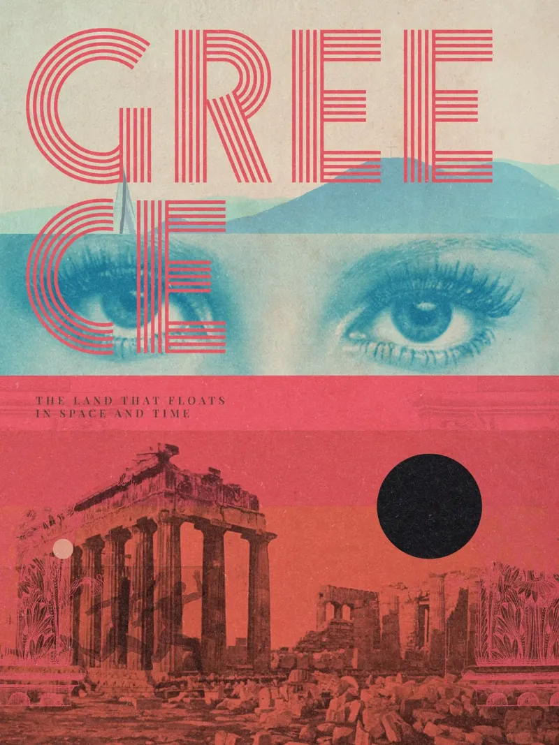 Greece 01b poster con telaio in legno da Frank Moth
