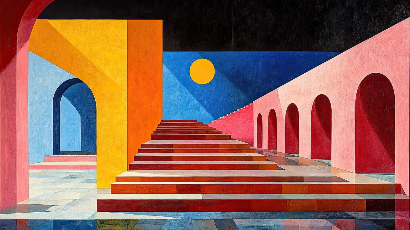 Surrealism Architecture Design Geometry canvas by Nikis Art Studio