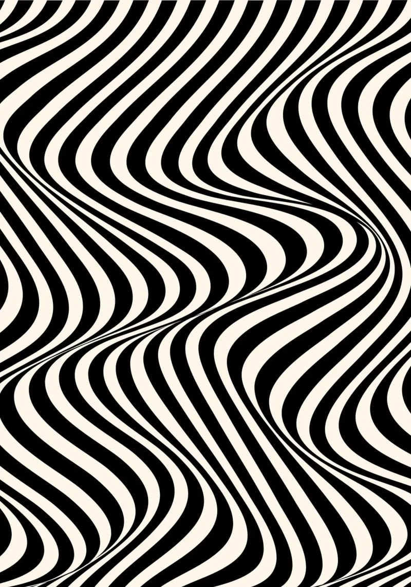 "Wavelength" – Black & White Optical Illusion Print pellicola backlit da PrintCessStudio
