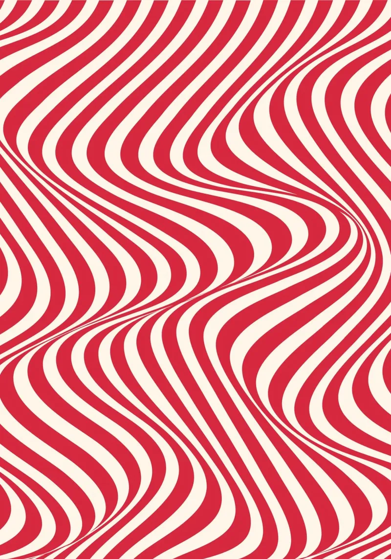 "Wavy Red" – Bold Red Optical Illusion Print plexiglass da PrintCessStudio