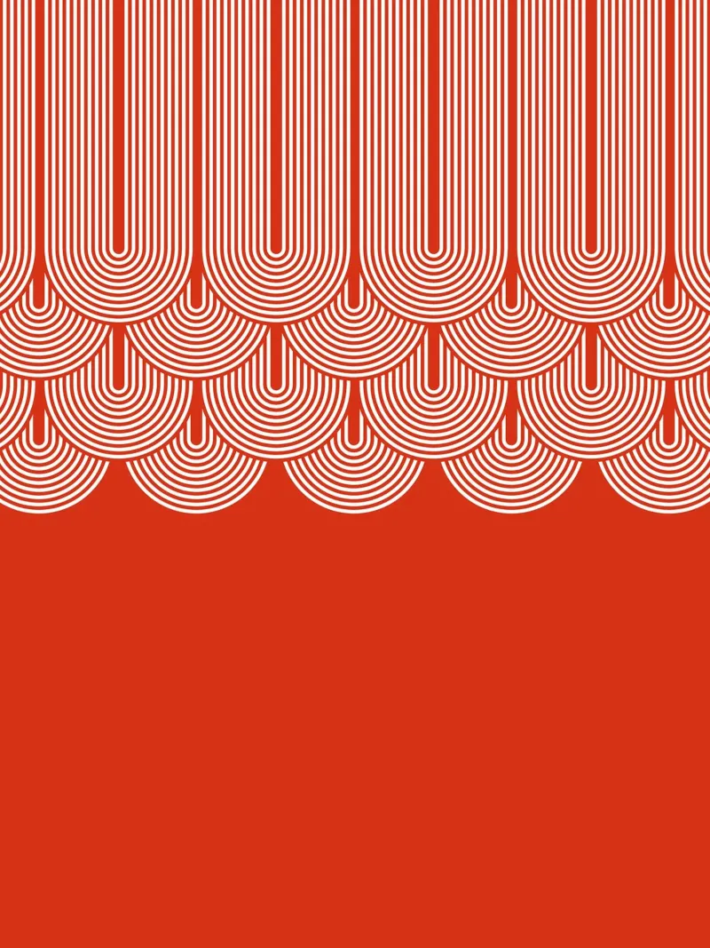 Mid-Century Modern Arch Red poster con telaio in legno da showmemars