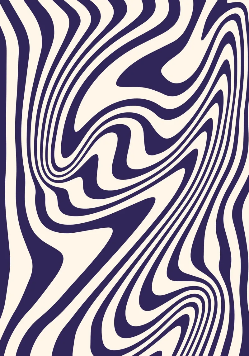 "Hypnotic Flow" – Bue & White Wavy Optical Print pellicola backlit da PrintCessStudio