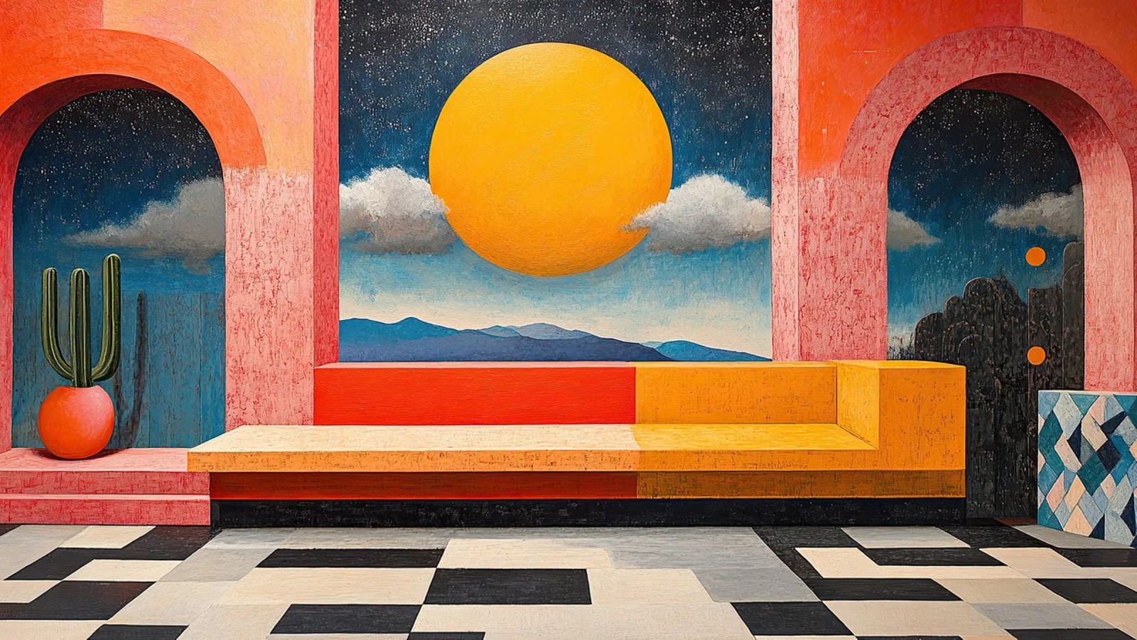 Surrealism Architecture Design Geometry canvas by Nikis Art Studio