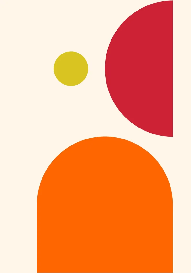 Bauhaus-Inspired Geometric Art Print – Orange, Red & Green pellicola backlit da PrintCessStudio