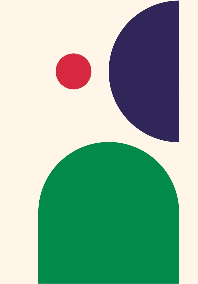 Dynamic Bauhaus Geometric Art Print – Bold Blue, Red & Green pellicola backlit da PrintCessStudio
