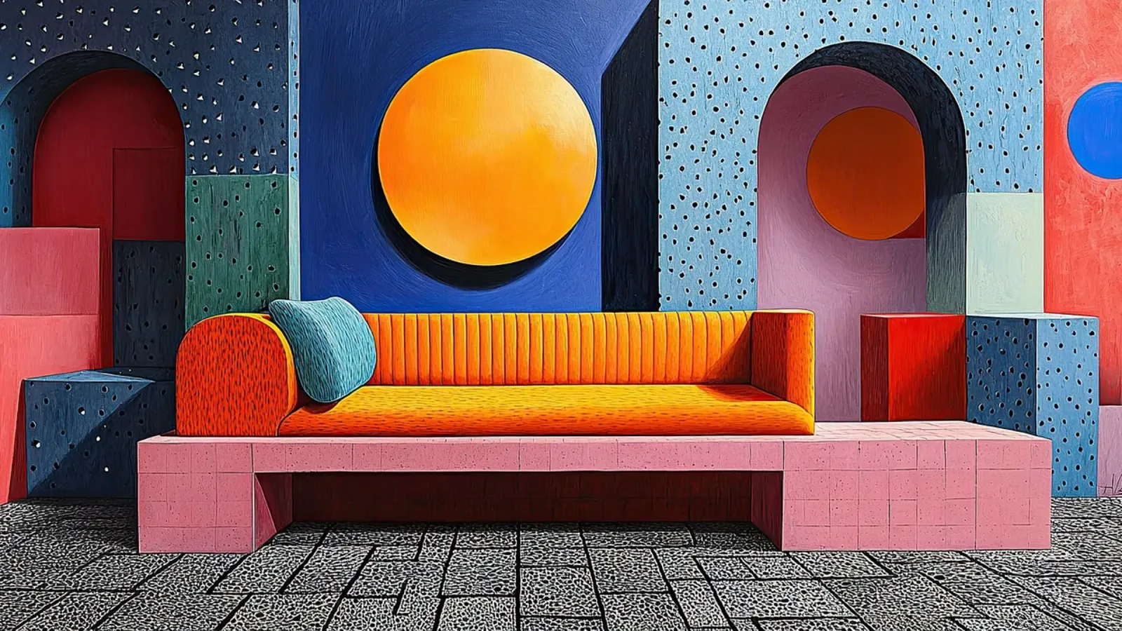 Surrealism Architecture Design Geometry canvas by Nikis Art Studio