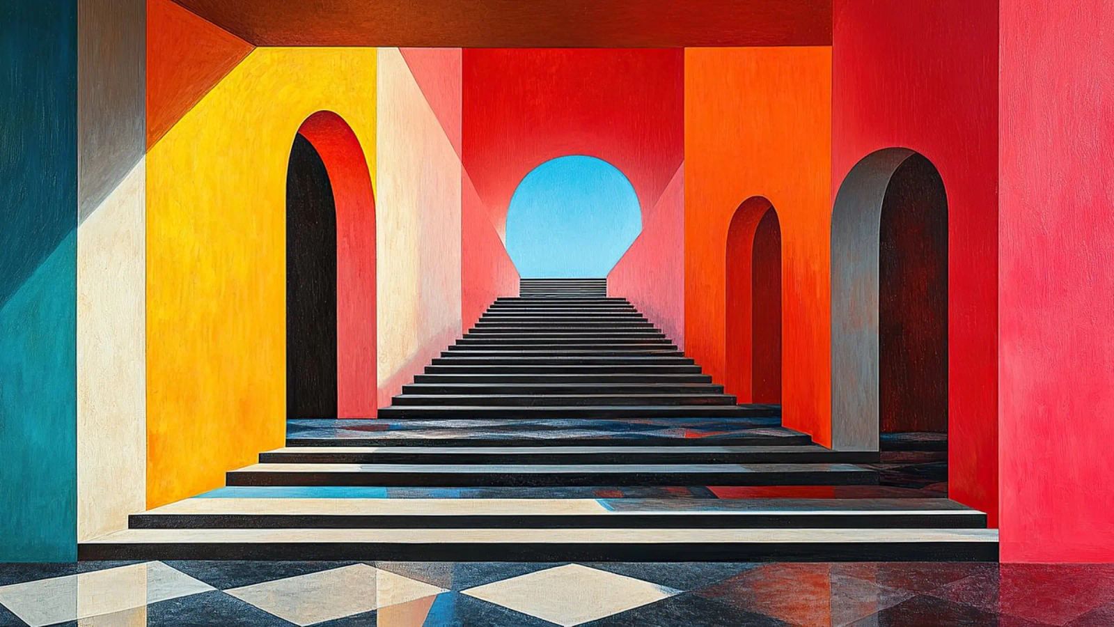 Surrealism Architecture Design Geometry canvas by Nikis Art Studio