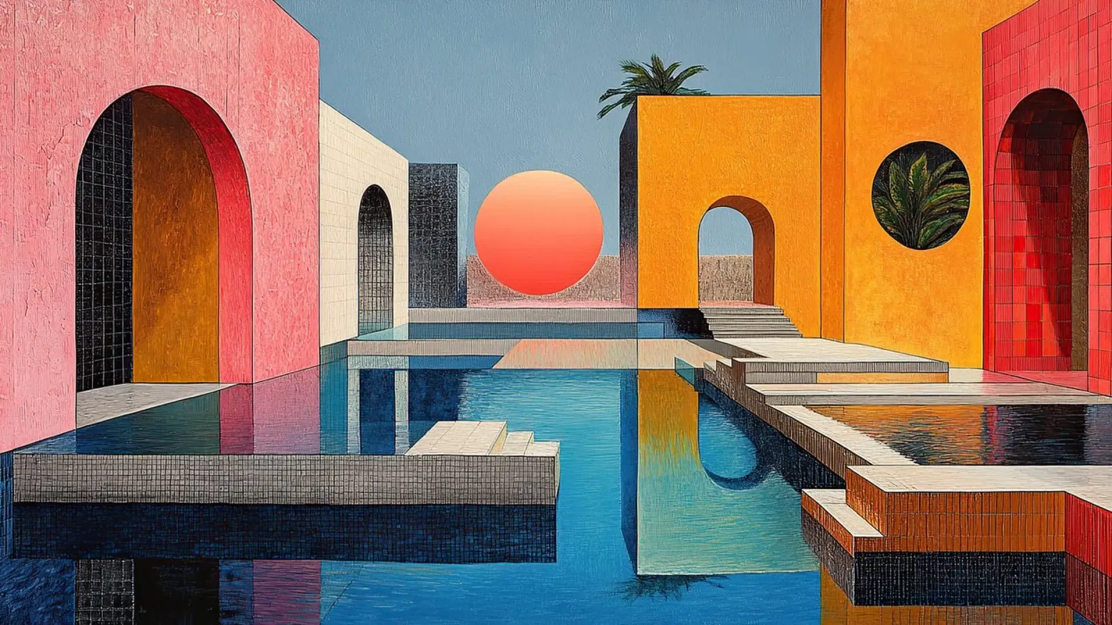 Surrealism Architecture Design Geometry canvas by Nikis Art Studio