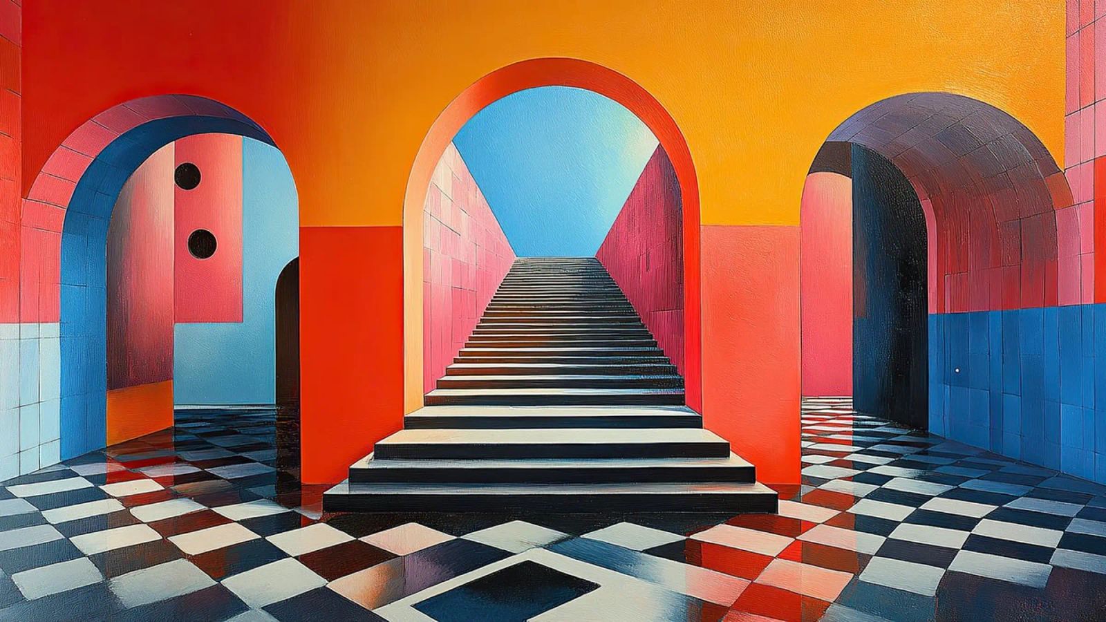 Surrealism Architecture Design Geometry canvas by Nikis Art Studio