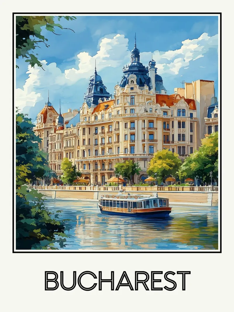 Bucarest poster con telaio in legno da Frame the World
