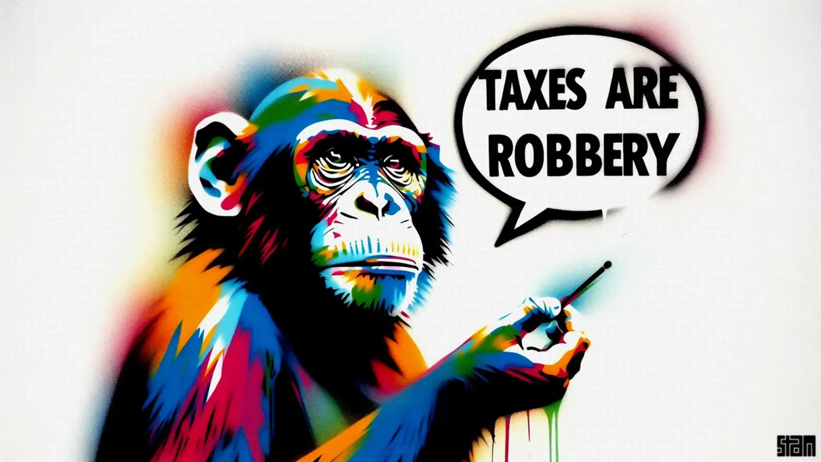taxes are robbery – Stencil, Graffiti & Streetart poster con telaio in alluminio da STAN Z.