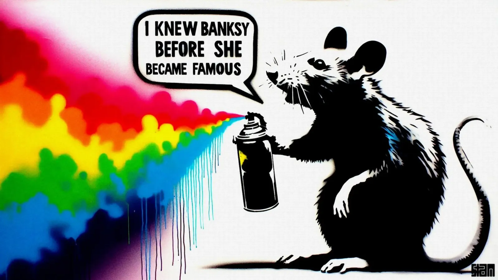 I knew banksy – Stencil, Graffiti & Streetart poster con telaio in legno da STAN Z.