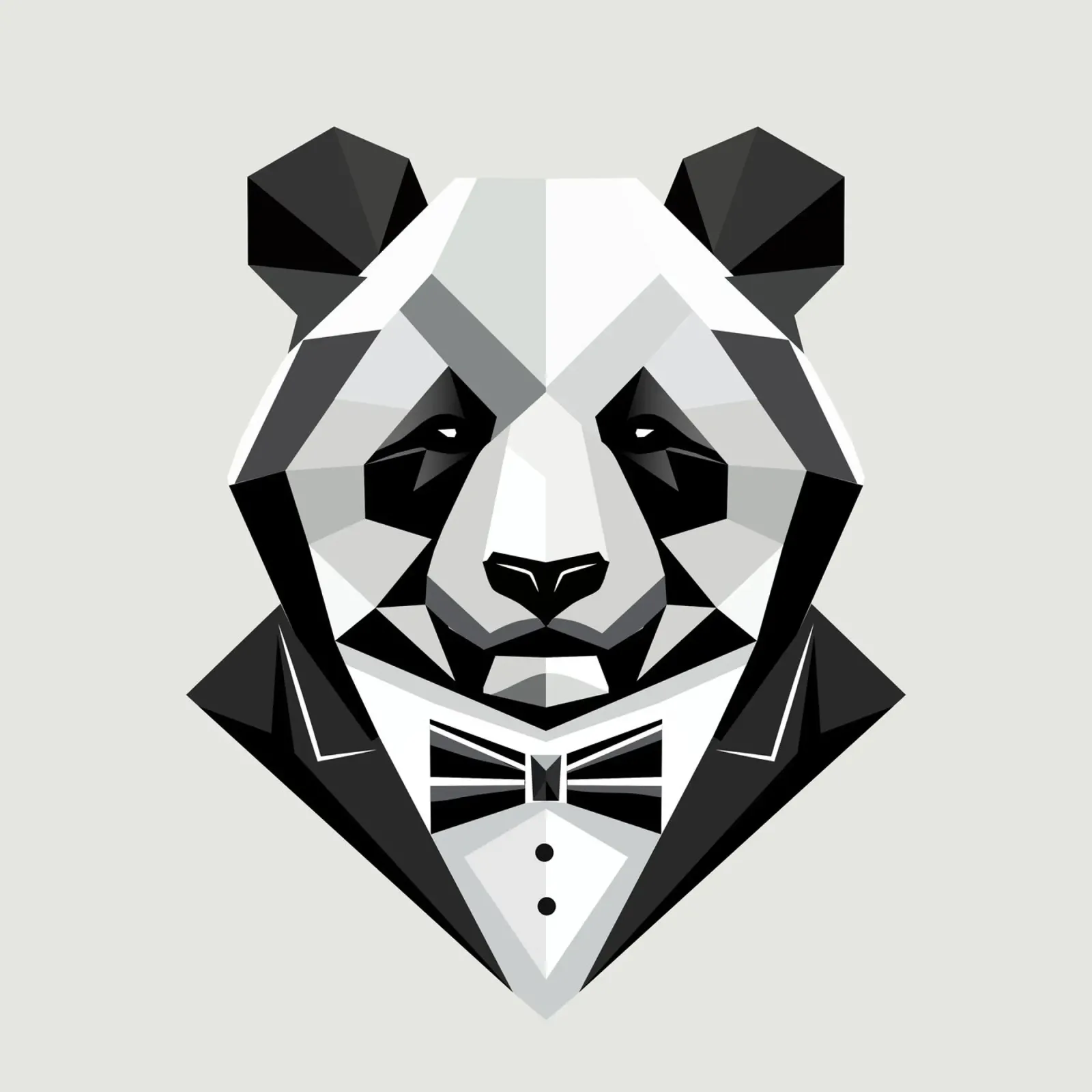 Raffinatezza geometrica: il panda in giacca da sera alluminio dibond da namosh