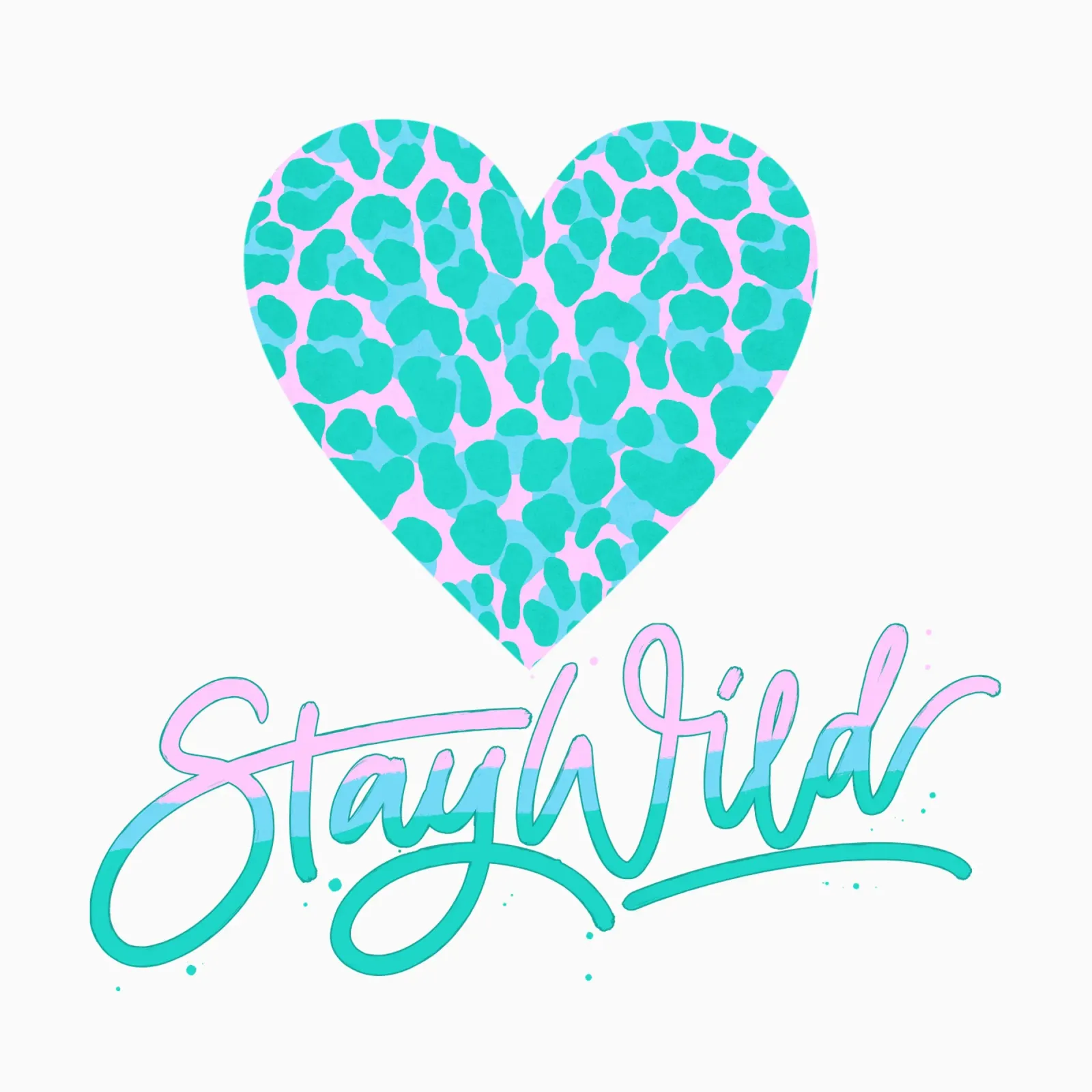 Rester sauvage. Devise de la vie. Cœur avec motif léopard. hahnemühle de CalliLetters