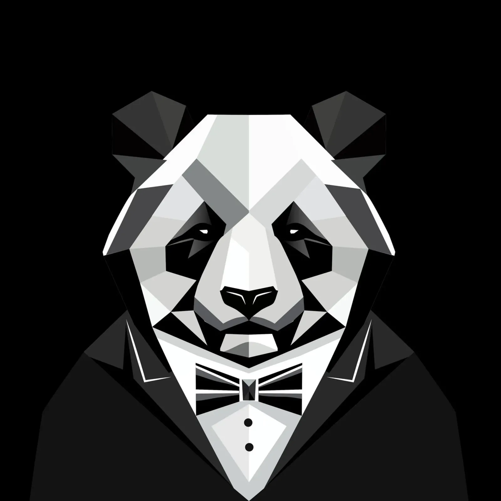 Raffinatezza geometrica: il panda in giacca da sera pellicola backlit da namosh