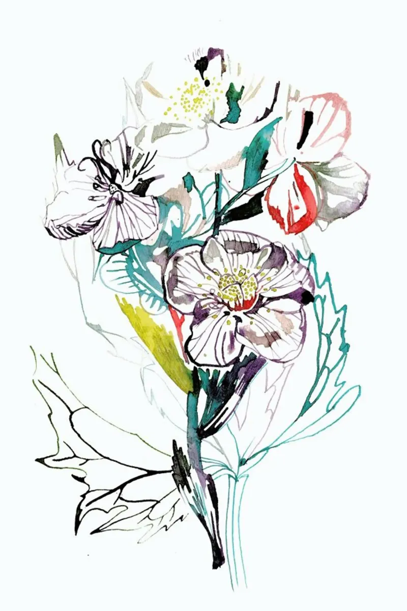 Bouquet White poster con telaio in plastica da Céleste Hollak