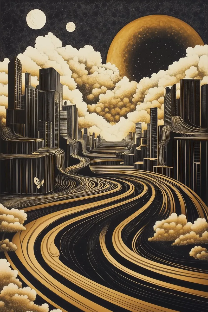 Abstract city alluminio dibond da Synthaira