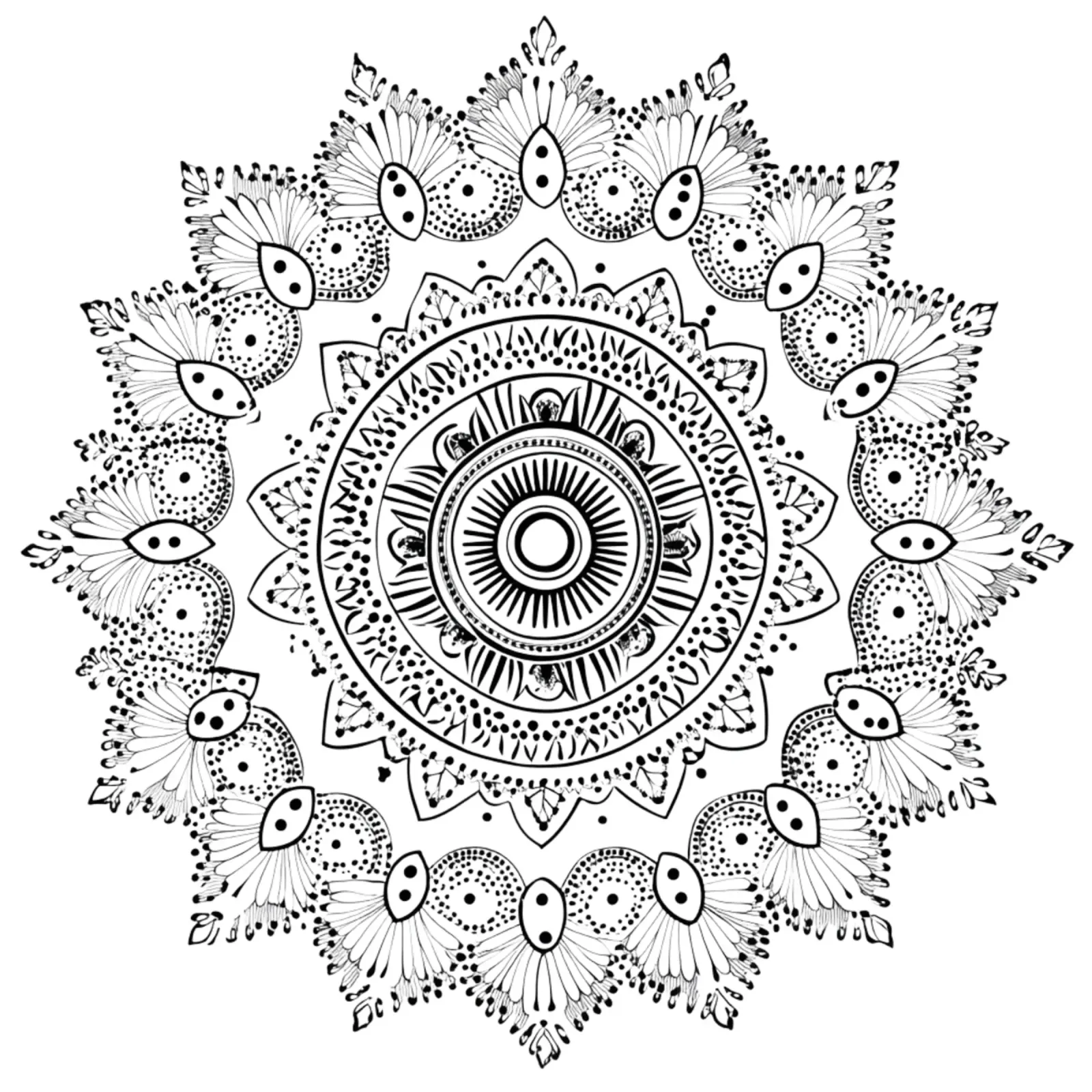 Mandala in bianco e nero alluminio dibond da Spiritual Touch