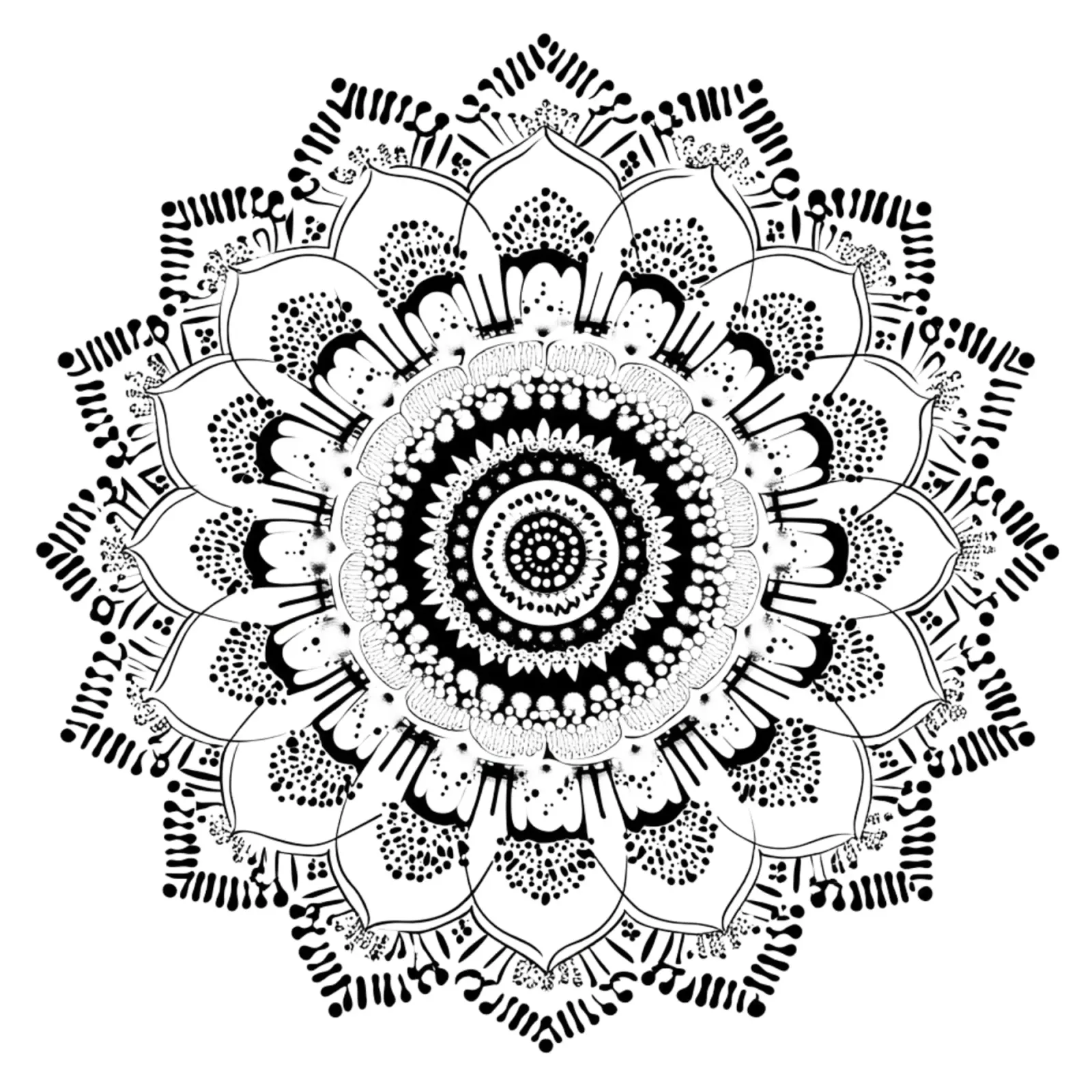 Mandala in bianco e nero alluminio dibond da Spiritual Touch