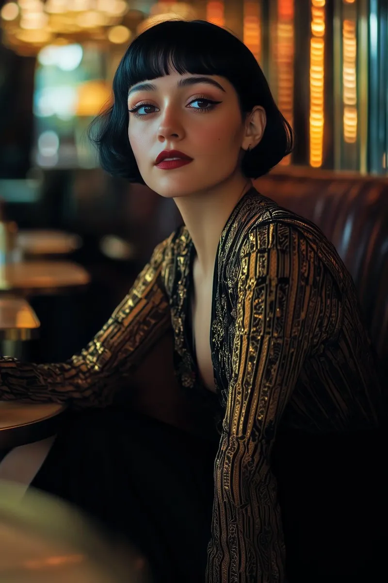 Art deco girl in black pellicola backlit da Synthaira