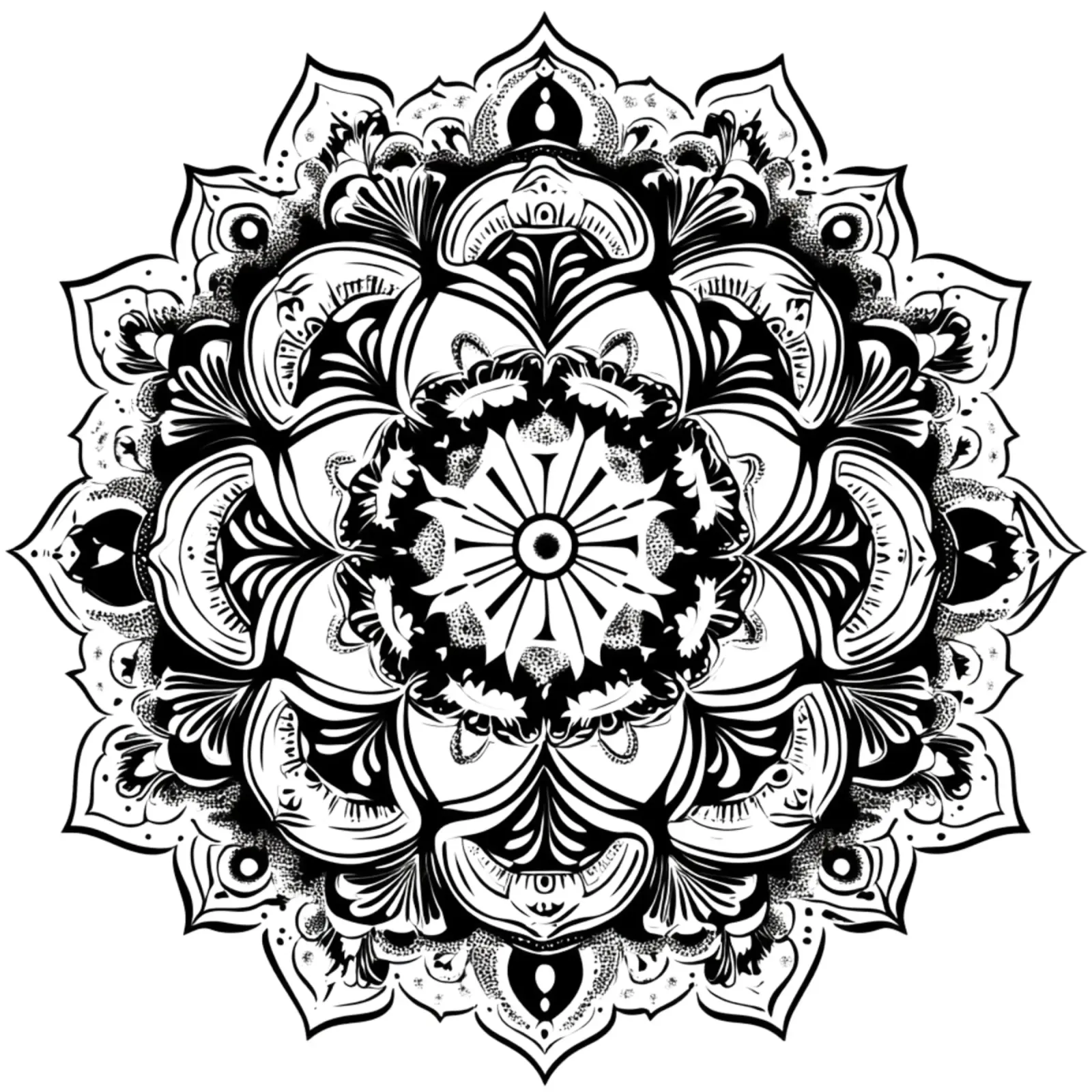 Mandala in bianco e nero alluminio dibond da Spiritual Touch