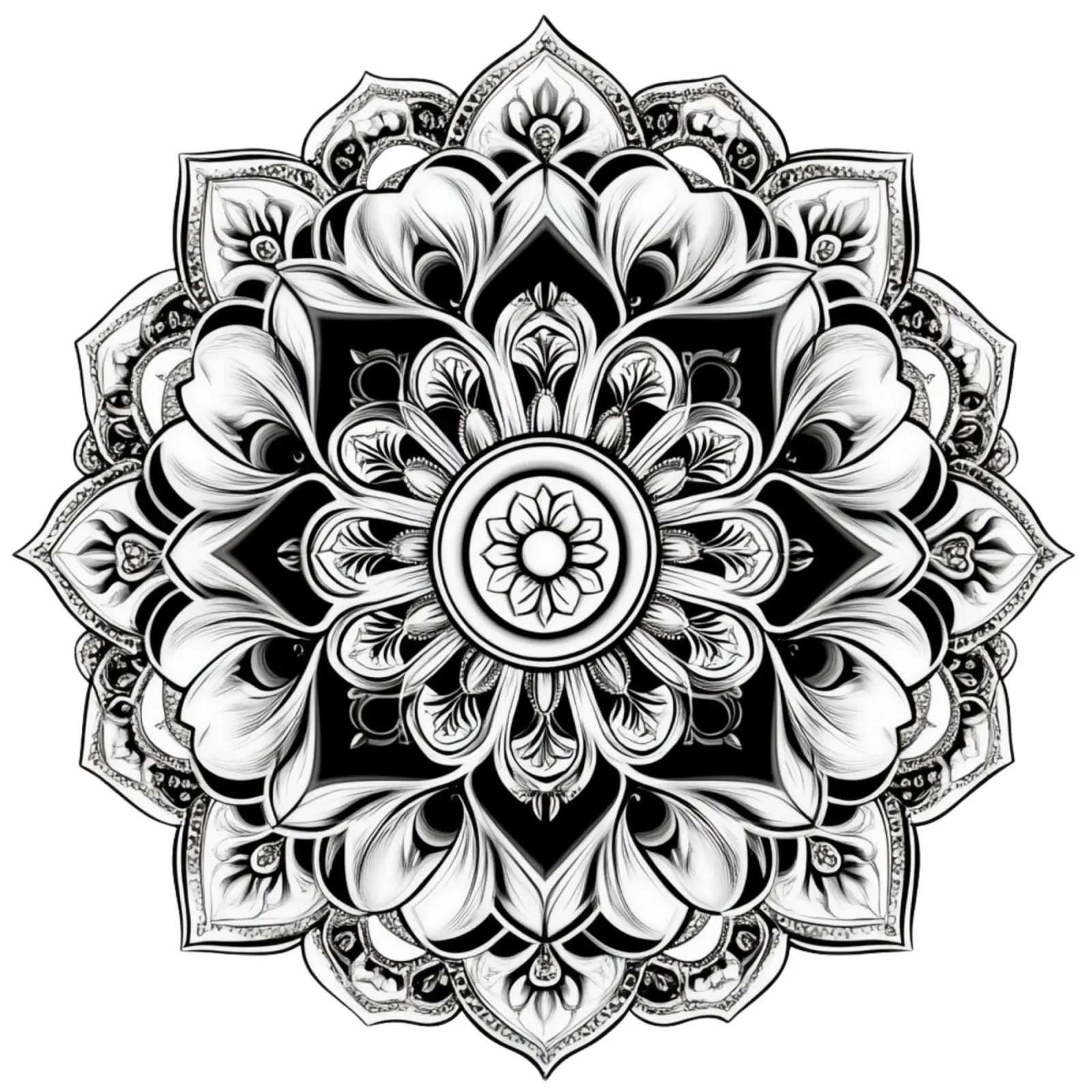 Mandala in bianco e nero pellicola backlit da Spiritual Touch