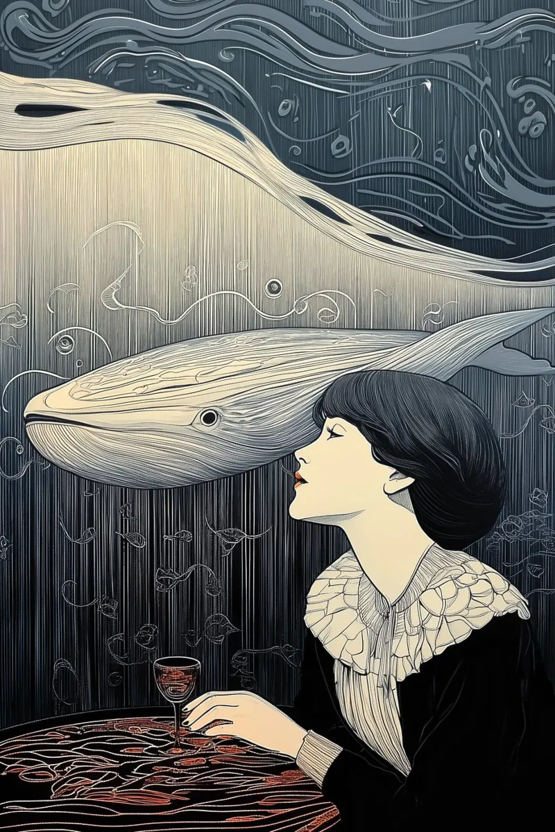 A dream of a whale tela con Cornice a cassetta da Synthaira