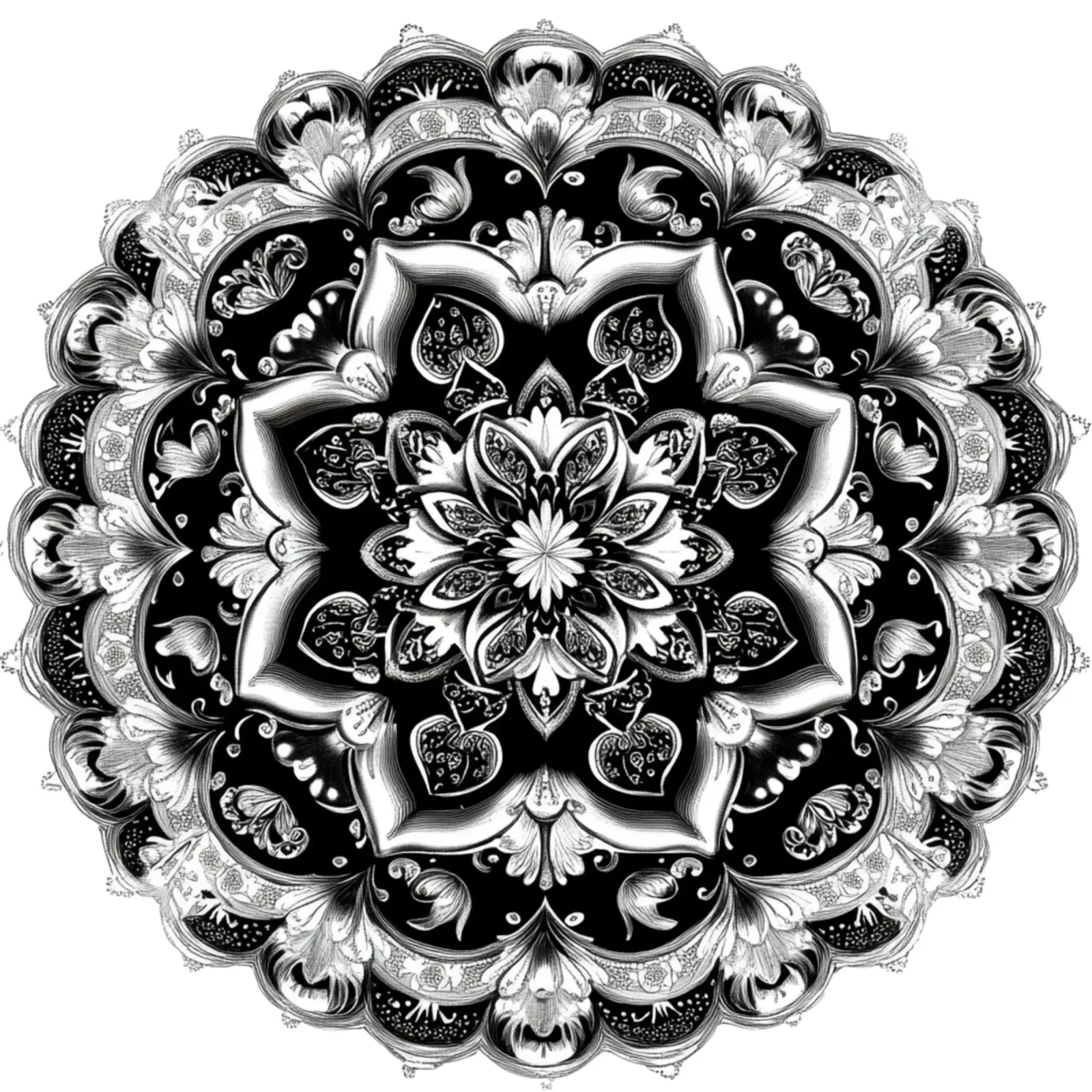 Mandala in bianco e nero pellicola backlit da Spiritual Touch