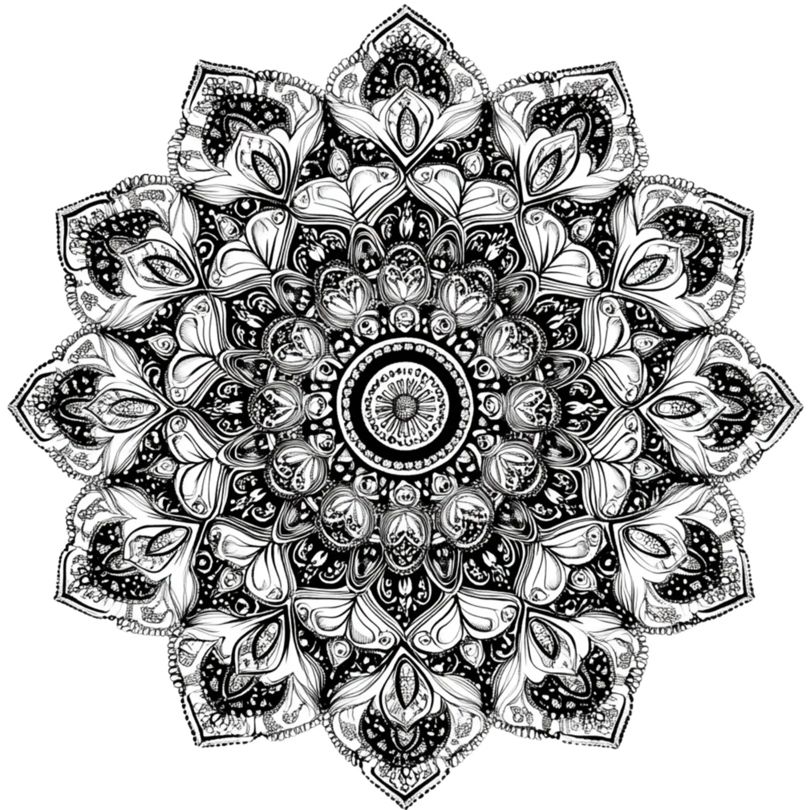 Mandala in bianco e nero alluminio dibond da Spiritual Touch