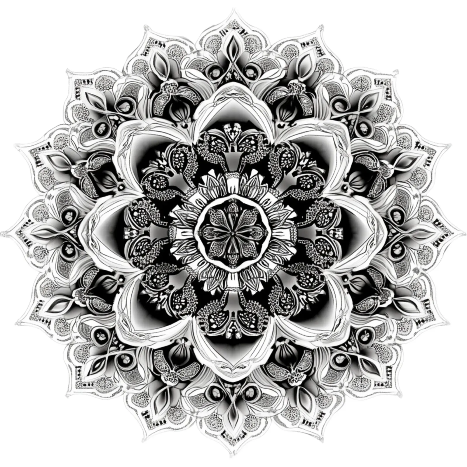 Mandala in bianco e nero alluminio dibond da Spiritual Touch